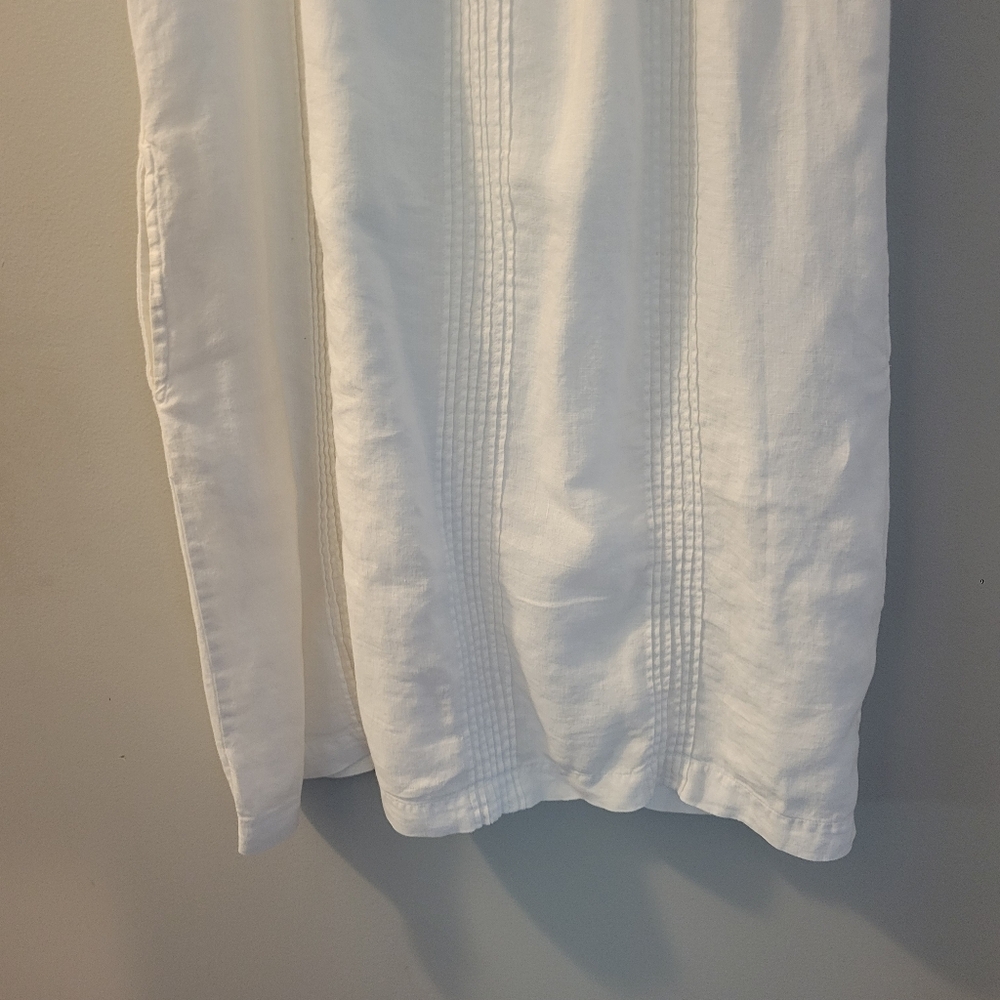 GAP White Sleeveless Pintuck Cotton Shift Dress - Picture 4 of 14